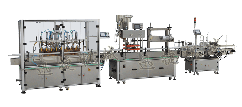灌裝機(jī)+全自動(dòng)封蓋機(jī)（自動(dòng)理蓋，自動(dòng)扣蓋，自動(dòng)旋壓蓋）+貼標(biāo)機(jī)